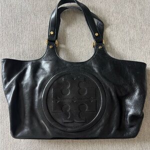 Tory Burch Black Leather Tote Bag